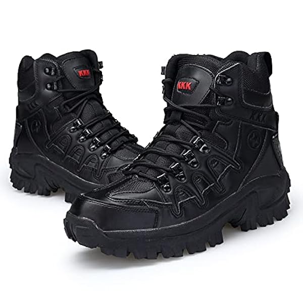 hongrenamz Vandringsskor för män vattentäta snörning campingstövlar halkfria utomhusresor ryggsäcksskor för vandring promenadsvart-||EU43/US9