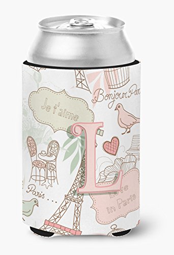 Letter L Love in Paris Pink Can or Bottle Hugger