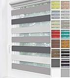 Home-Vision® DuoRollo Klemmfix, Doppelrollo ohne Bohren mit Klämmträgern, Rollos für Fenster und Türen (Hellgrau-Grau-Graphit, B75cm x H150cm)