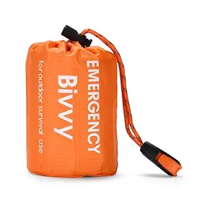 ACOWAY Survival Blanket - Bivy Sack - Emergency Sleeping Bags for Survival - Sleeping Bag Suit - Versatile Orange Outdoor Gear for Unmatched Protection and Durability - Set of 1-5x10x10cm