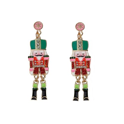 Nutcracker Earrings Christmas Stud Earrings Cartoon Earrings Cute and Fun Nutcracker Jewelry Christmas Party Jewelry for Women (Green)