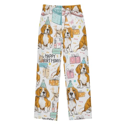 ZZXXB Beagle Happy Birthday Boys Long Pants Soft Trousers Elastic Waist Kids Lounge Bottoms with Pockets S-XL