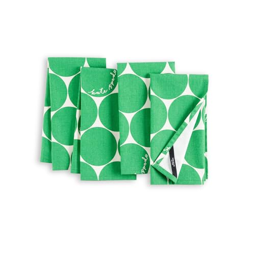 Image of kate spade new york Joy Dot Cloth Napkins 4-Pack Set, 100% Cotton, Machine Washable, Green /Cream, 20 inchx20 inch