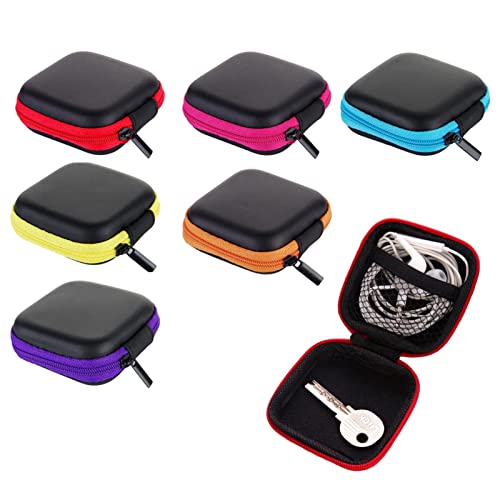 6-Pack Earphone Pouch - Portable Earbuds Case - Headphones Organizer - Mini Storage Box - 6 Colors