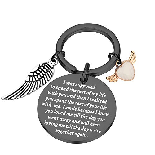PLITI In Memory Of Husband/Wife Gifts Sympathy Keychain With Angel Wing Keychain I Was Supposed To Spend The Rest Of My Life With You Memorial Gifts for Loss of Loved One (I Was Supposed black)