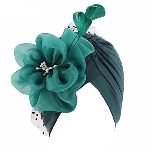 Vobozeany Sombrero de Boda Gorro Turbante Sombrero de Tocado de Boda con Velo de Cóctel de Fiesta Turbante para Cabeza Gorra Beanie para Cáncer Quimioterapia Oncológico Pèrdida de Pelo