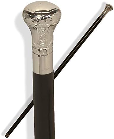 Ajuny Wooden Walking Sticks For Men Women Seniors Decorative Chrome Knob Formal Cane
