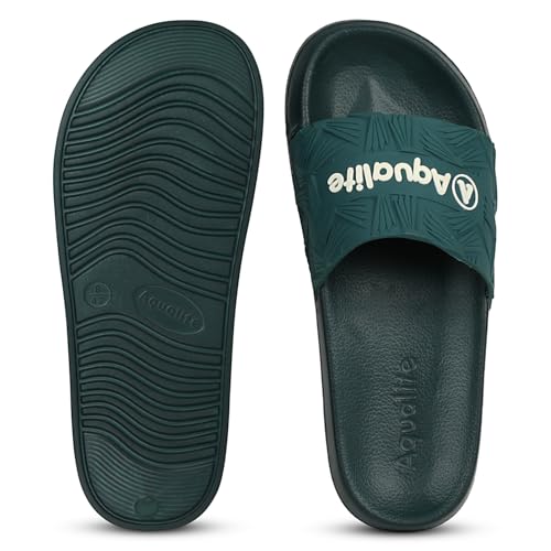 Image of Aqualite NEO-266 Men Slide Slippers with Comfotable Sole Slip-On Flat Flip Flops, Sliders, Chappal & Comfort Insole Slipper for Men