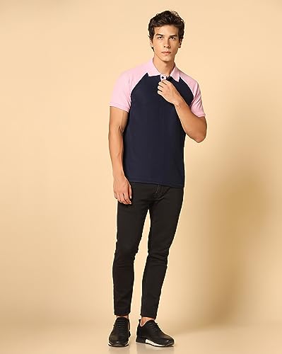 Image of INKKR Men's Solid Regular Fit T-Shirt ((FACTORY-A11)-(S)-Navy FCT11 04