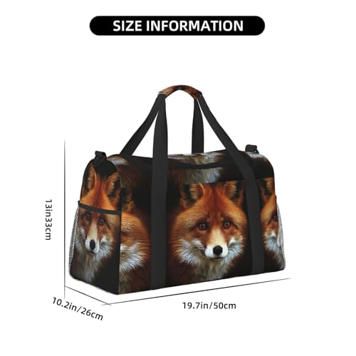 Sac de week-end imprimé FOX2 pour femmes noir taille unique