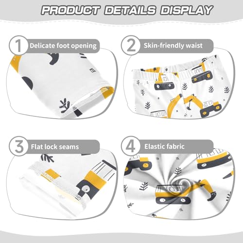 Cartoon Excavator Girls Leggings Ultra Soft Compression Yoga Gym Pants for Kids 4-10T3