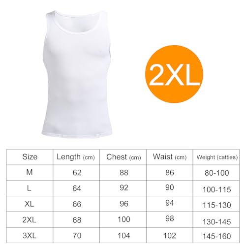 Maykafay Camisetas Interior Hombre, Camiseta Deportiva Sin Mangas para Hombre, para Entrenamiento, Blanco, XXL