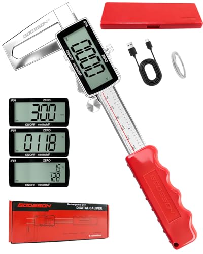 Image of Digital Disc Brake Rotor Micrometer, 0-50mm /0-6 Rechargeable Brake Thickness Gauge, Digital Caliper MM /Inch /F Display, IP54 Waterproof, Stainless Steel for Auto & DIY