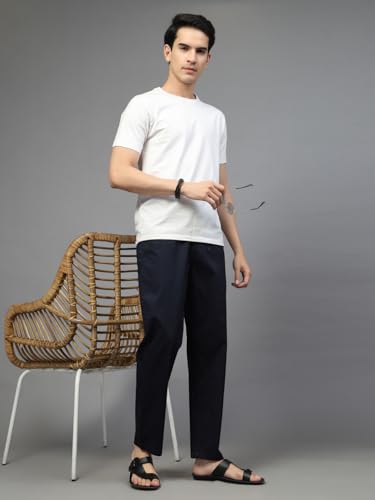 Image of Majestic Man Comfort Fit Solid Cotton Casual Lounge Pyjama with Elastic Waist, Drawstring & Zip Closure