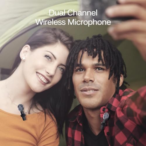 Image of K9 Dual Wireless Lavalier Microphone for Android /iPhone - 3-in-1 Collar Mic with USB-C & Lightning Plug | Furry Windscreens | Noise Cancellation, Vlogging, YouTube, Interviews, Reels for Kids and Adults. (Black)