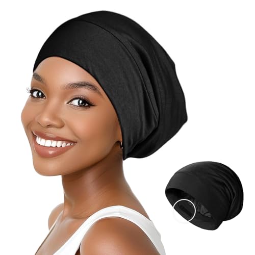 Image of SANNIDHI Sleeping Cap for Women Bamboo Fiber Silk Hair Care Cap for Sleeping Stretchy Postpartum Hair Wrap Cap for Long Hair