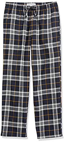 Amazon Essentials Men's Flannel Pajama Pant, Black/Yellow Plaid, X-Large