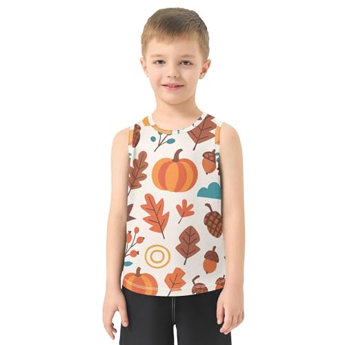 Autumn Floral Boys Tshirts Tank Tops Sleeveless Casual Vest Tees Toddler Tees for Running Workout Beach Swim 3T2