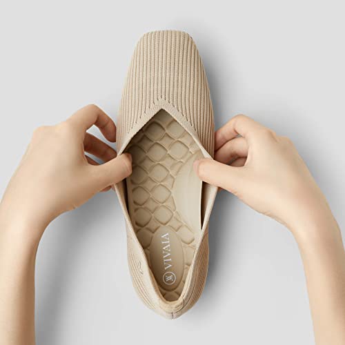 VIVAIA Margot CloudWalker Women's Casual Flats Slip on Washable Ballet Flats Shoes Comfortable Square-Toe Style Almond3
