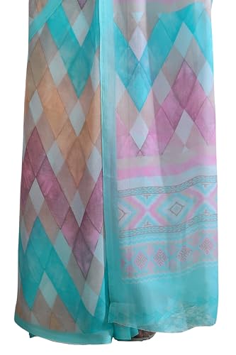 Image of MIRCHI FASHION Women Saree | Chiffon Chevron Zig Zag Printed Office Wear Sari with Blouse