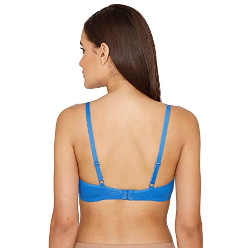 Image of Zivame Snuggle Up Double Layered Non Wired 3 /4th Covarage Basic Bra for Women - Princess Blue
