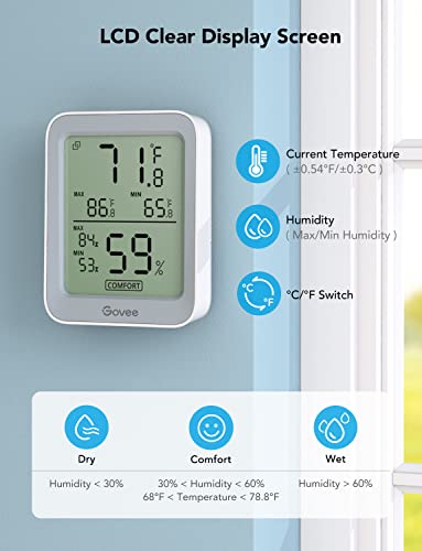 Image of Govee Indoor Hygrometer Thermometer 3Pack H5075 with Bluetooth App Control