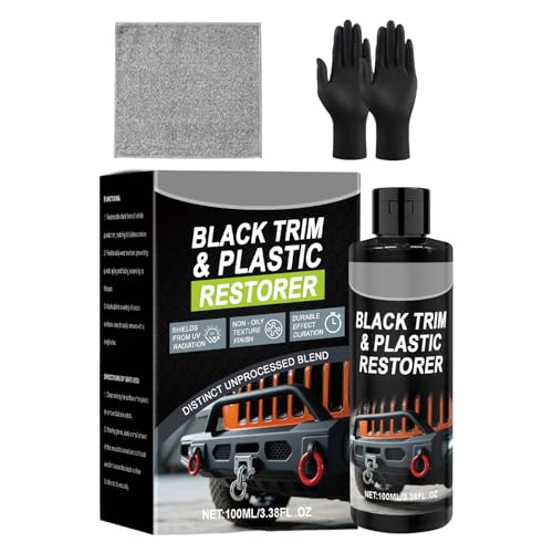 Générique Restauration Noir Plastique Voiture - Protège Garnitures Noires Contre Les UV - Solution d'entretien Automobile 100ml pour Poignées De Porte Pare-Chocs Console