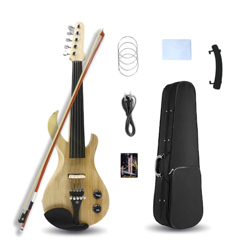 4/5/6 Strings Electric Violin Full Size 4/4, New Silent Electric Violin, Varnished Wood Color...