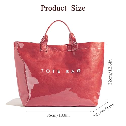 Image of PVC Tote Bag for Women Waterproof Plastic Jelly Tote Letter Print Hobo Handbag for Travel, Gift