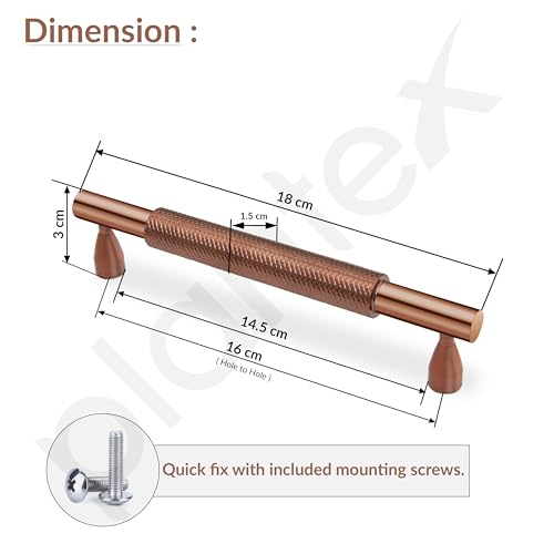 Image of Plantex Cabinet Handle /160mm Handle for Cabinet /Wardrobe Handle /Door Pull-Push Handle for Home /Office - Pack of 1 (Rose Gold)