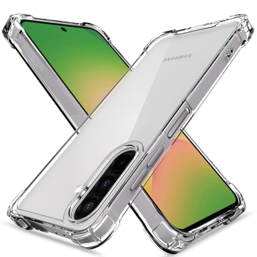 Image of Amazon Basics Back Cover for Samsung Galaxy A26 5G PC + TPU Clear Transparent Raised Edges Shockproof Protective Phone Bumper Case(Transparent)