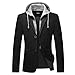 KUDORO Blazer Giacca da Uomo Slim Fit con Cappuccio Staccabile Casual con Due Bottoni(Nero,S)