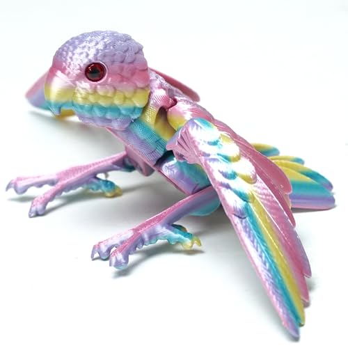 3D Printed Parrot Fidget Toys,Bird with Flexible Wing,Threedee Printing Animals Stuff,Home Office Decor Skeleton Dragon,Festival Gifts Action Figures,3-D Prints Little Pets (Colorful5)