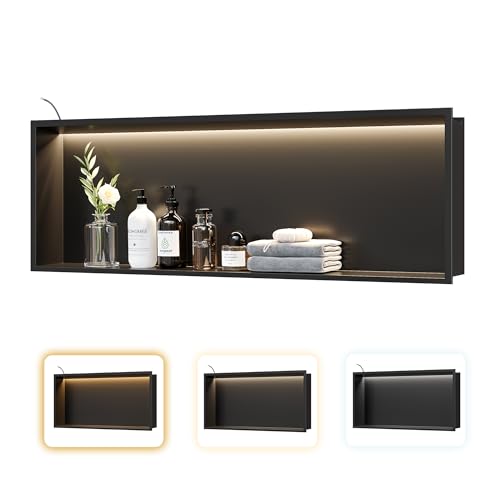 Neohomee 36"x12"Black LED Shower Niche,3 CCT Dimmable Light, No Tile Needed by Neohomee - Used condition - US$161.89