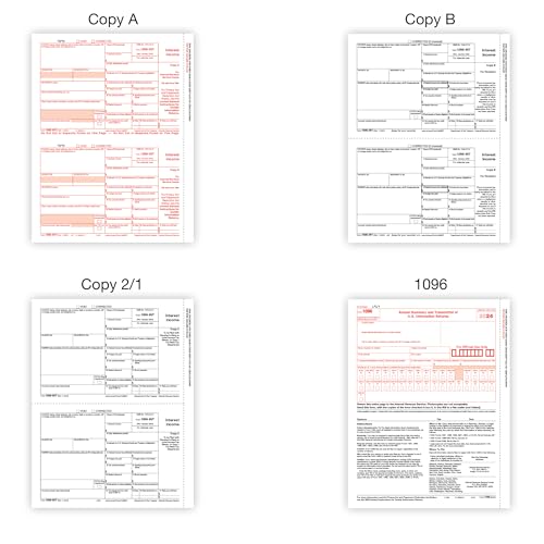 image for Office Depot 1099-INT Laser Tax Forms With Envelopes, 4-Part, 2-Up, 8-
