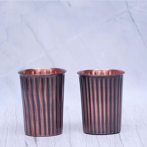 Set de 2 vasos de cobre puro 300 ml diseño antiguo