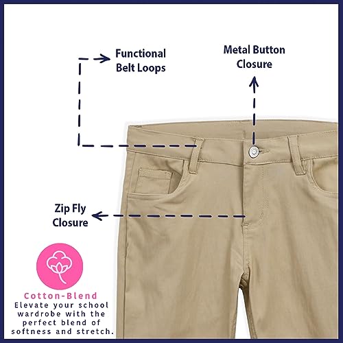 Image of Girls 4-20 Stretch Fabric Adjustable Waist Skinny School Pant