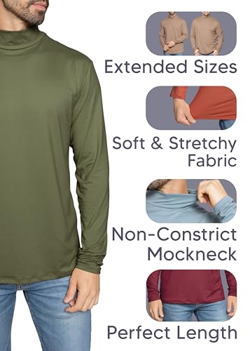 STRETCH IS COMFORT Men’s Oh So Soft Mock Neck Long Sleeve Shirt Perfect for Casual Wear, Stylish, Classic Fit | Small-5X4