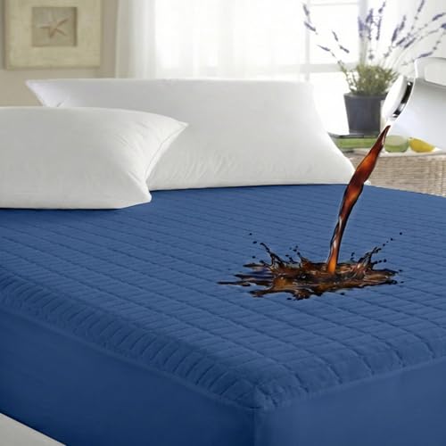 Image of Ayka 100% Waterproof Quilted Mattress Protector Queen Size 78x60 inch Breathable Noiseless Ultra Soft Fitted Bed Protector Mattress /Bed Cover (Medblue, Super Queen (78 * 60 inch))