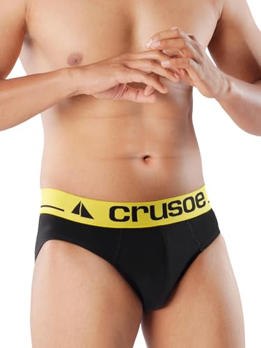 Image of CRUSOE Men's Antimicrobial Super Combed Cotton Fashion Brief - Pack of 2 | Breathable, Soft Stretch Fit Underwear | Tag-Free, Odor Control Innerwear