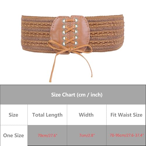 Women's Lace-up Tied Stretchy Corset Belts, Vintage Elegant Elastic Cinch Waistband for Costume Dress Coat4