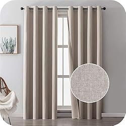 Cortinas De Tela Para Cocina Comedor MRTREES Cortinas Opacas Salon con Aislamiento Térmico Ventanas con Ojales Cortina Beige 2 Piezas 132×260cm(An x Al) para Sala Cuarto Comedor Salon Cocina Habitación