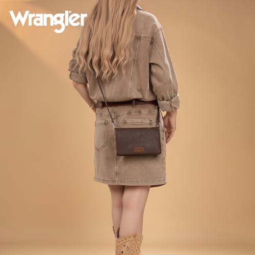 Image of Wrangler Crossbody Wallet Wristlet Large Capacity Wallet Women RFID Blocking Bifold Large Long Clutch Credit Card Holder Purse with Crossbody Strap