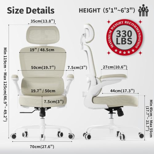 Image of TRALT Ergonomic Office Chair Desk Chair with Adjustable Lumbar Support