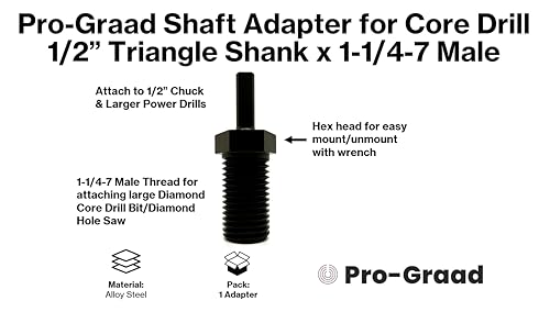 Pro-Graad Core Drill Bit Adapter for Threaded Diamond Hole Saw Core Drill Bit