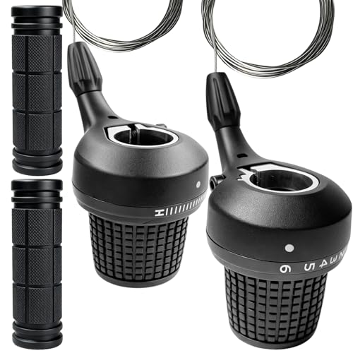 PATHGNAR Bicycle 18 Speed Shifter Twist Shifter Lever 3x6 Speed Grip Shift Left and Right Shifter Mountain Bike Commuter Bike Folding Bike Gear Grip Shift with Grips