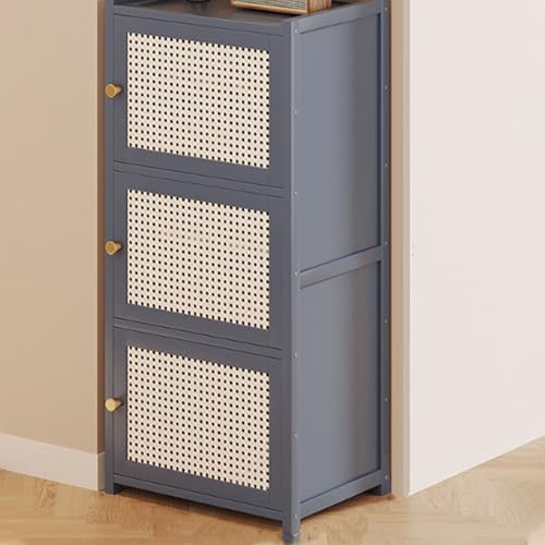 Bamboo Slim Shoe Storage Cabinet, 98cm Tall Narrow Cupboard for Hallway, Free Standing Shoe Rack with Door, Ideal for Small Spaces, Stylish & Functional Design