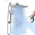 BSTKEECL 14”High Pressure Rain Shower Heads with Handheld Spray with Long Hoes Combo Rainfall Showerhead with 9Shower Water Sprayer Modes & Adjustable Extension Arm CP