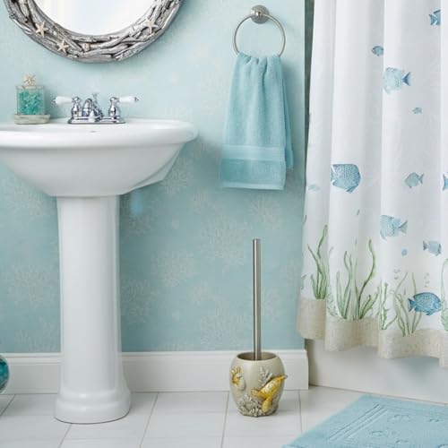 YHHRESINKING 6-inch Sea Turtle Toilet Brush Holder - Loyal Gold Resin Mother & Baby Design, Ocean Theme Bathroom Organizer - Image 3