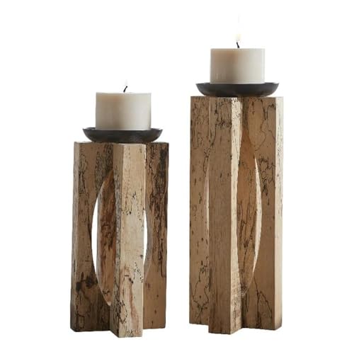 Uttermost-Ilva-Transitional-Wood-Sculptural-Candleholders-in-Natural-Set-of-2 Uttermost Ilva Transitional Wood Sculptural Candleholders in Natural Set of 2